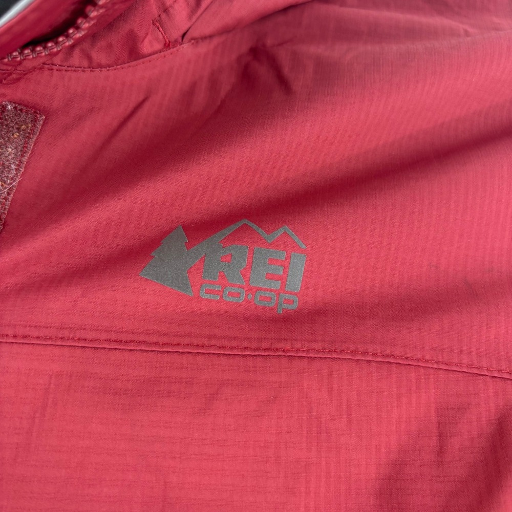 REI Co-op Rain Jacket Womens 1X Burgundy Recycled Nylon Hooded Shell Hiking - Picture 3 of 6